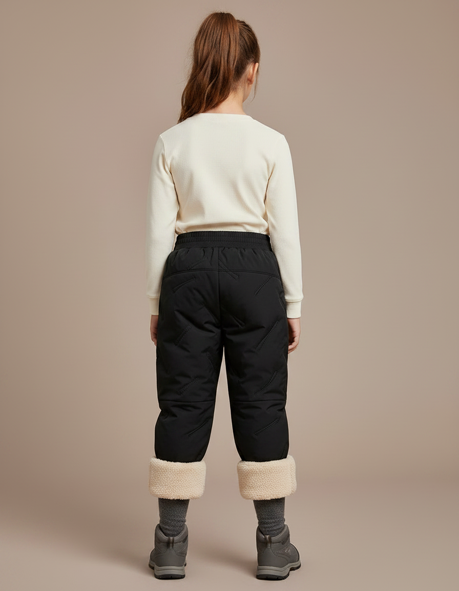 Pantalon Randonnée Noir Matelassé Élastique Chaud Enfant - Polyester - vue 2