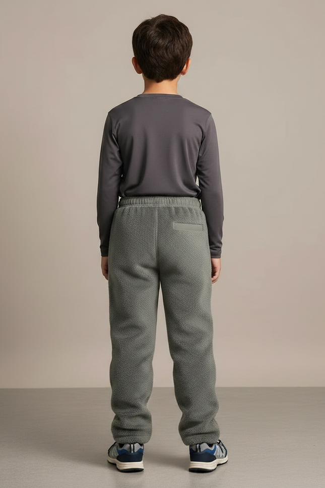 Pantalon Randonnée Enfant Polaire Renforcé Gris Confortable - Kaki Molleton - vue 2