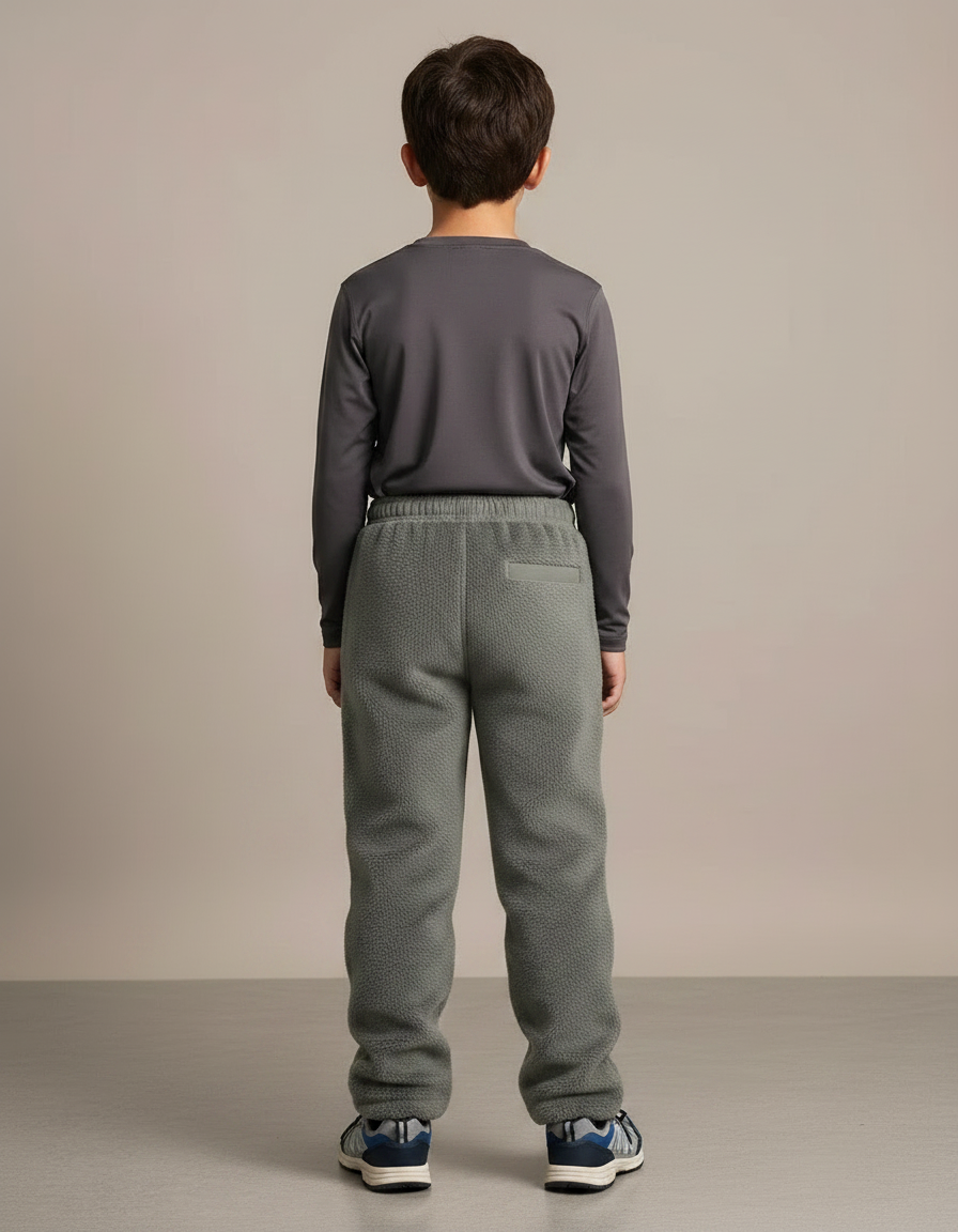 Pantalon Randonnée Enfant Polaire Renforcé Gris Confortable - Kaki Molleton - vue 2