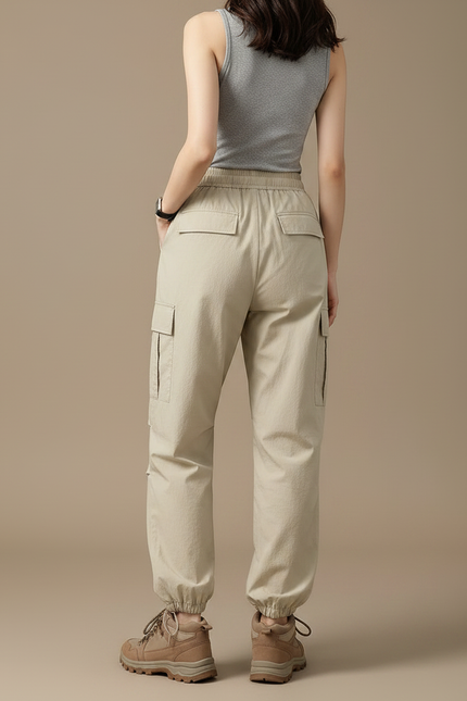 Pantalon Randonnée Beige Cargo Ample Léger Femme - Polyester - vue 2