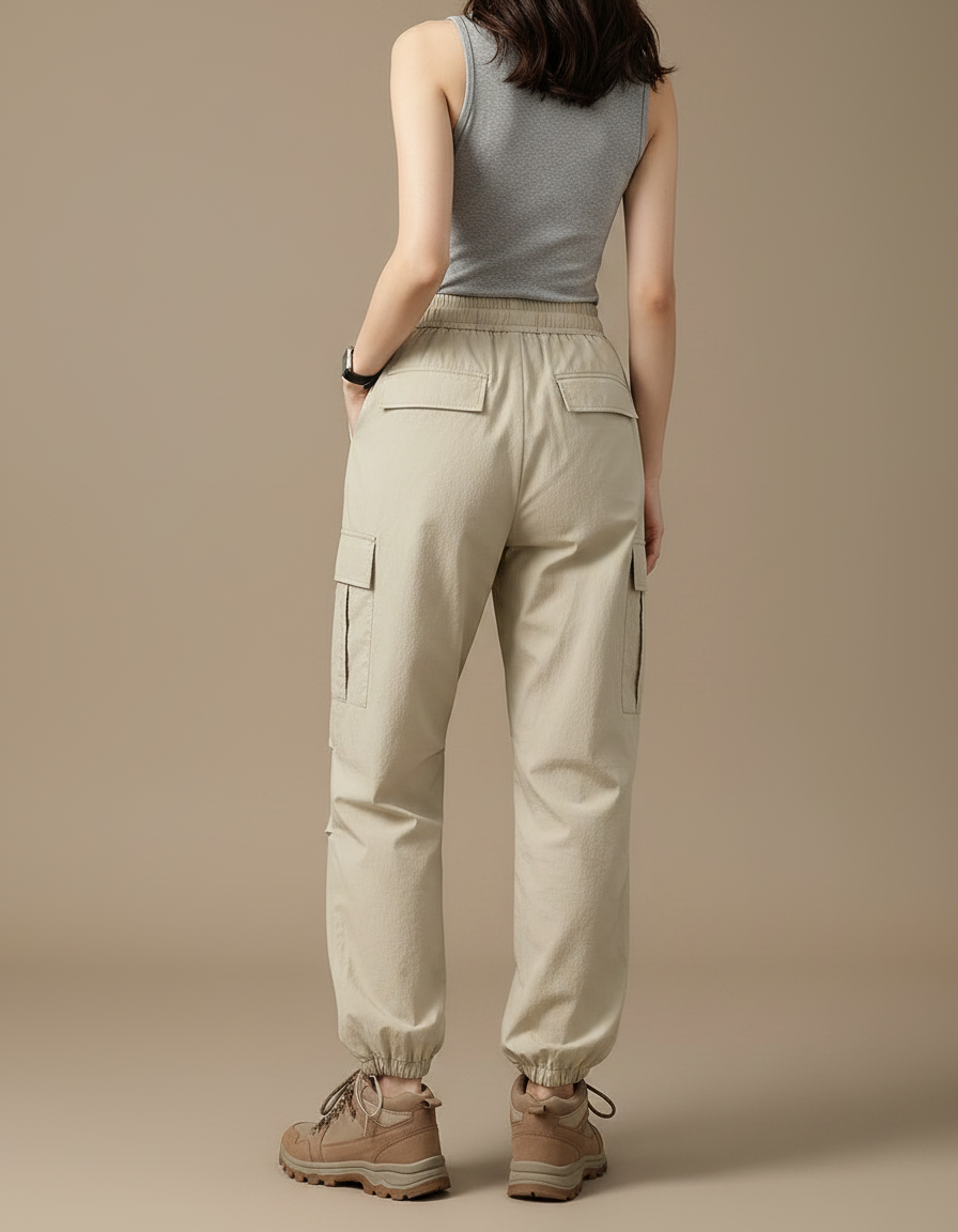 Pantalon Randonnée Beige Cargo Ample Léger Femme - Polyester - vue 2