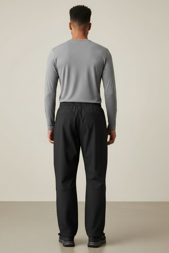 Pantalon Randonnée Noir Ample Imperméable Coupe-vent Polyvalent - Polyester - vue 2