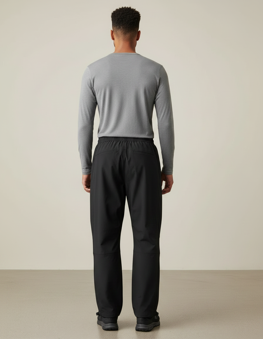 Pantalon Randonnée Noir Ample Imperméable Coupe-vent Polyvalent - Polyester - vue 2