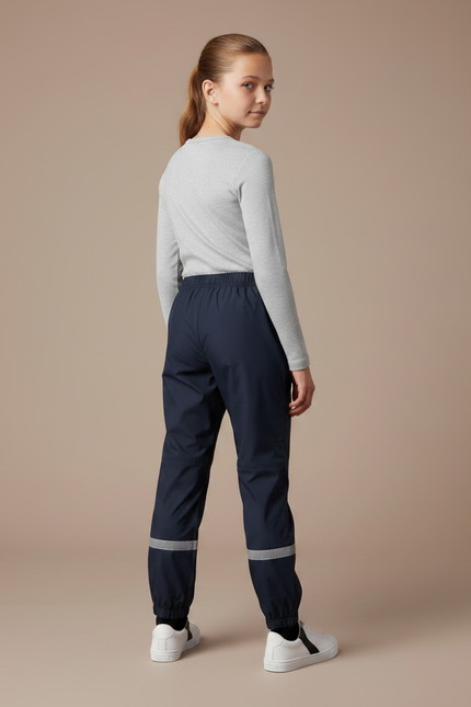 Pantalon Randonnée Enfant Imperméable Réfléchissant Marine - Polyester - vue 2