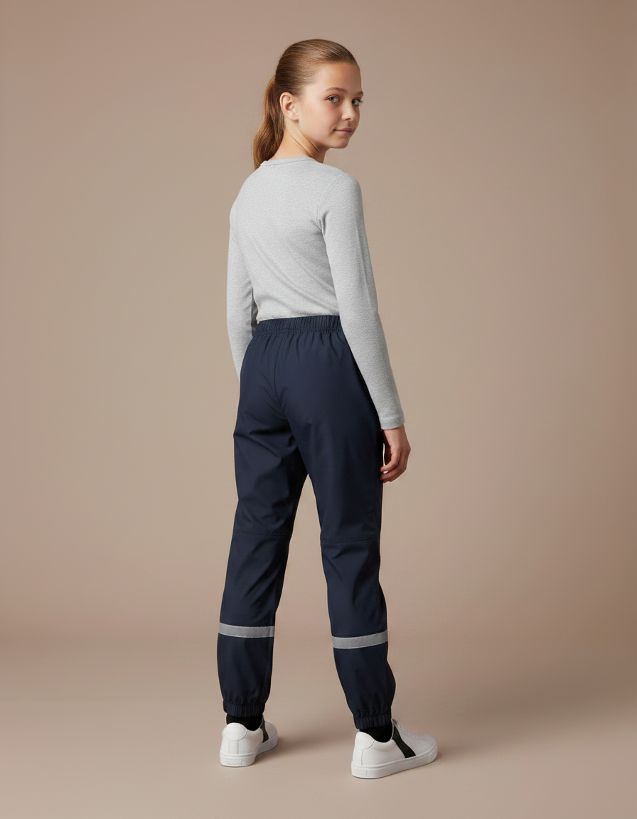Pantalon Randonnée Enfant Imperméable Réfléchissant Marine - Polyester - vue 2
