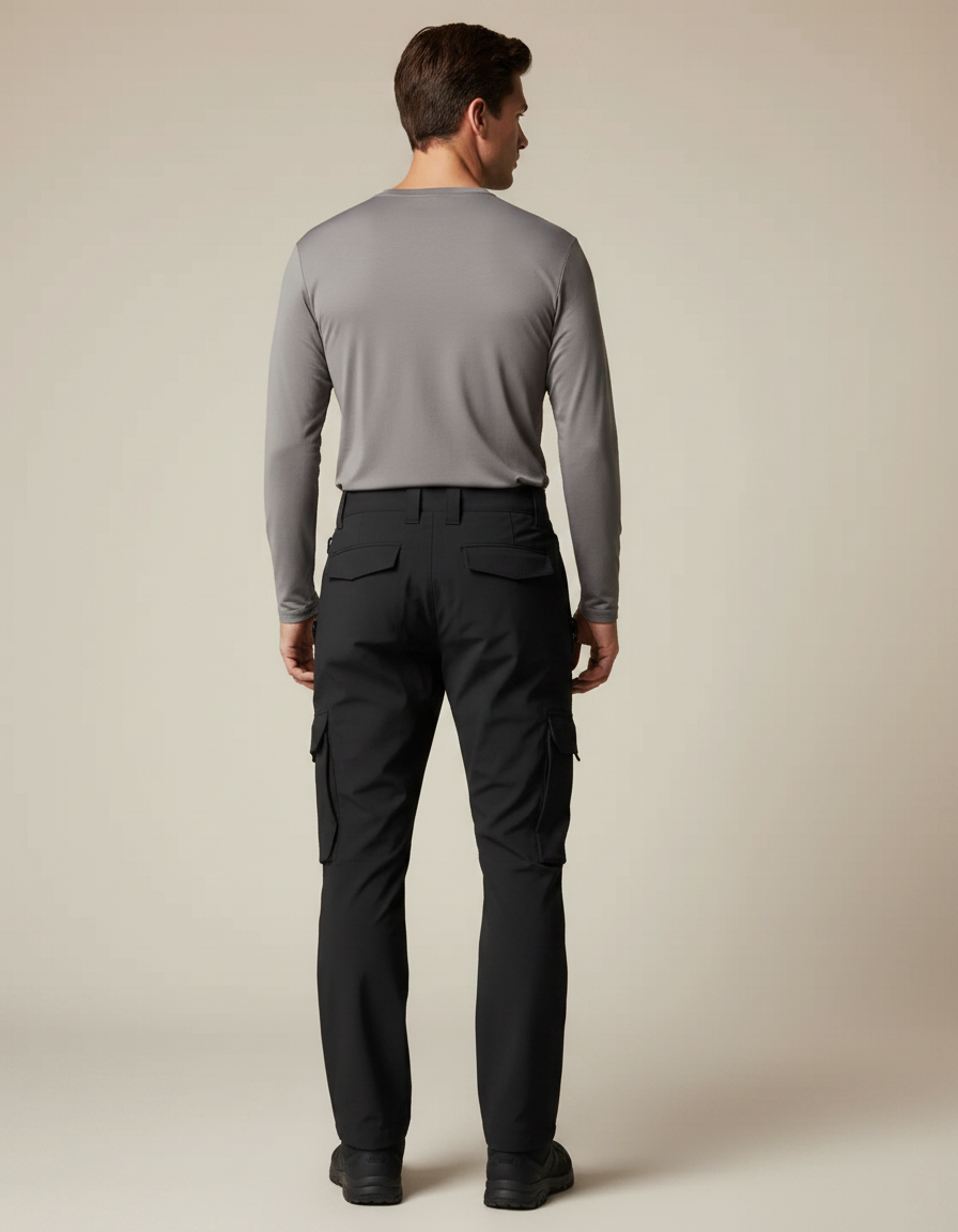 Pantalon Randonnée Noir Cargo Tactique Homme Multi-poches - Polyester - vue 2