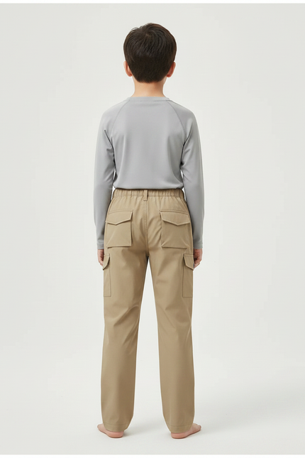 Pantalon Randonnée Kaki Cargo Enfant Léger - Polyester - vue 2