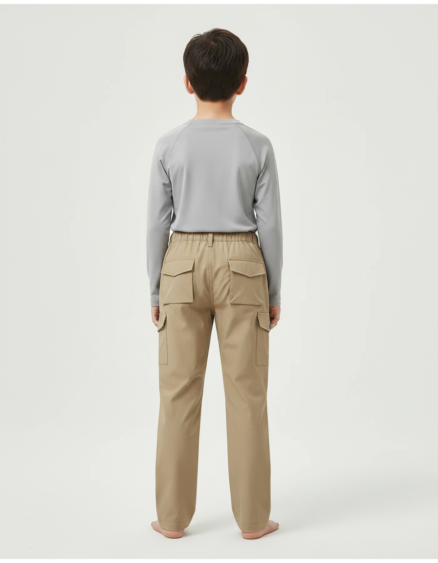 Pantalon Randonnée Kaki Cargo Enfant Léger - Polyester - vue 2
