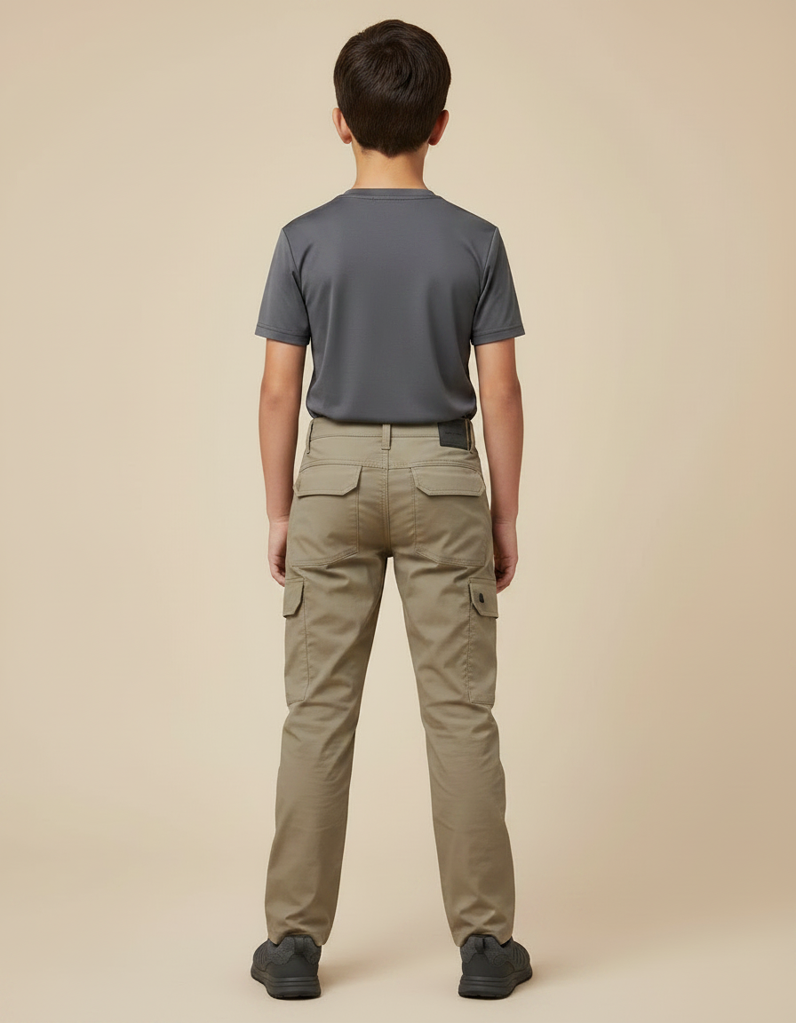 Pantalon Randonnée Enfant Kaki Cargo Tactique - Polyester - vue 2