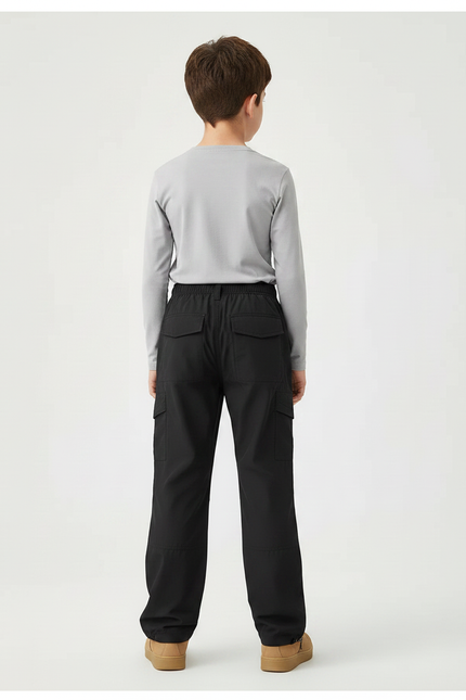Pantalon Randonnée Noir Cargo Ample Décontracté Enfant - Polyester - vue 2