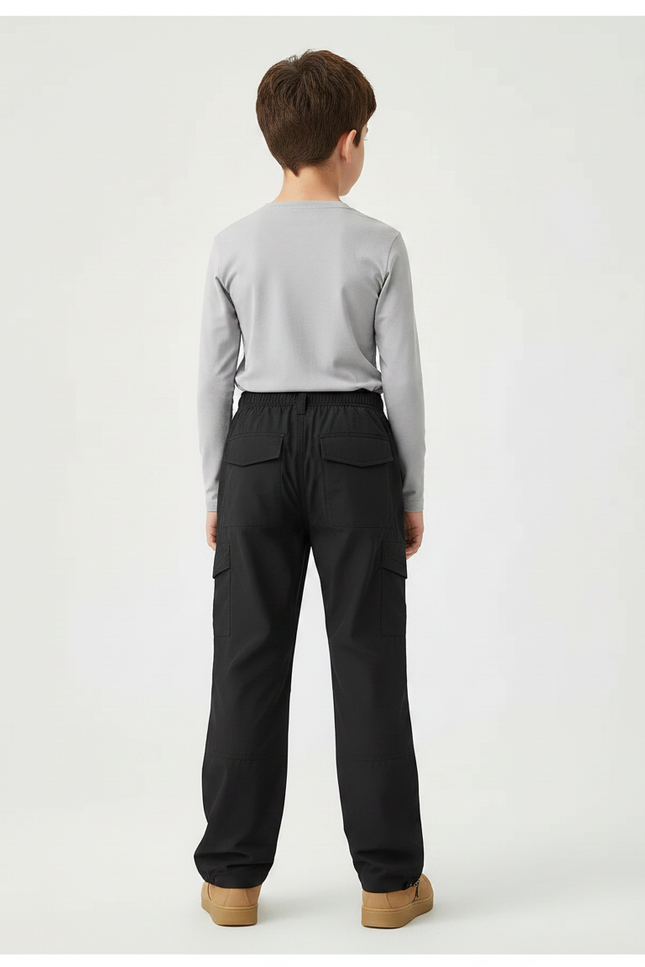 Pantalon Randonnée Noir Cargo Ample Décontracté Enfant - Polyester - vue 2