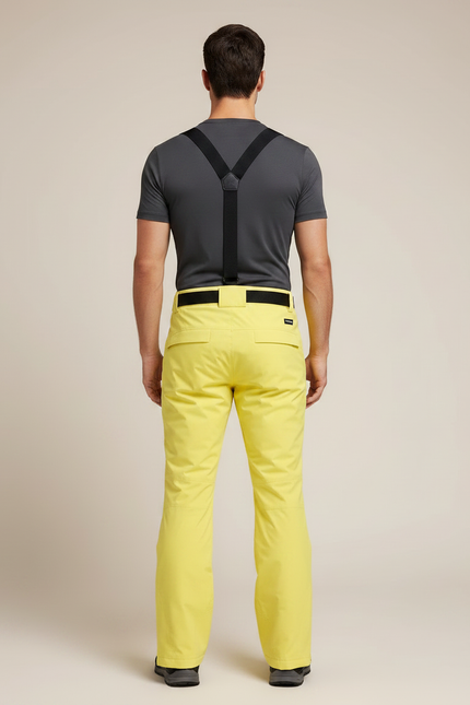 Pantalon Randonnée Jaune Bretelles Imperméable Homme - Polyester - vue 2