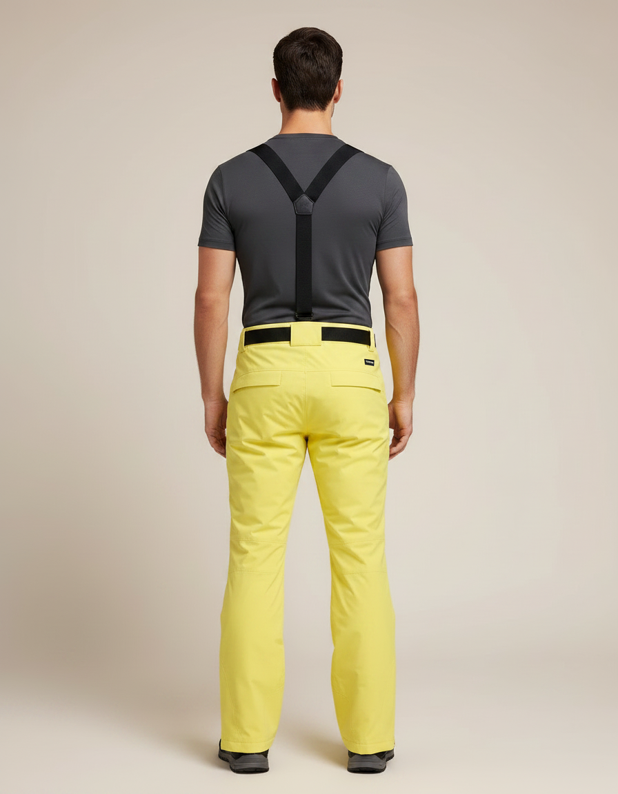 Pantalon Randonnée Jaune Bretelles Imperméable Homme - Polyester - vue 2