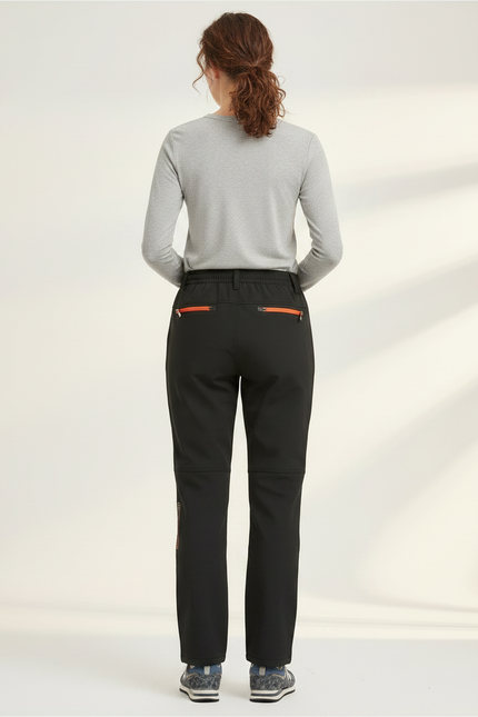 Pantalon Randonnée Noir Softshell Femme Chaud Zippé - Polyester - vue 2