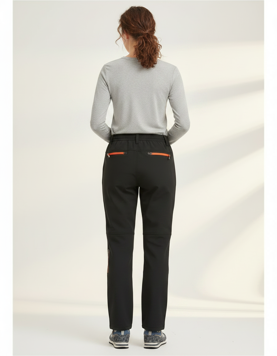 Pantalon Randonnée Noir Softshell Femme Chaud Zippé - Polyester - vue 2