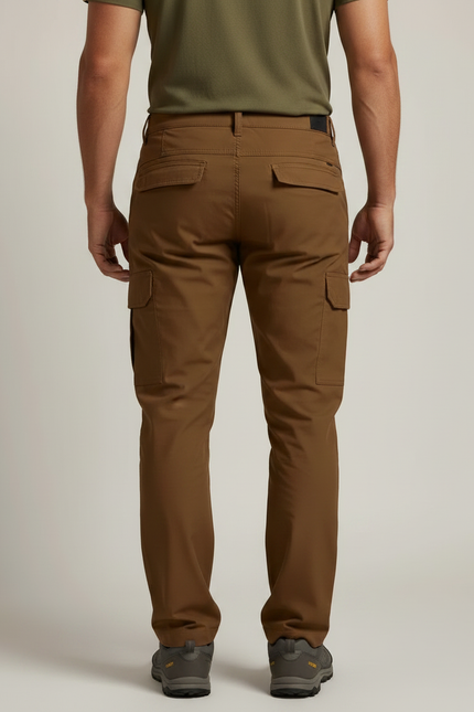 Pantalon Randonnée Marron Cargo Multipoches Homme Tactique Stretch - Polyester - vue 2