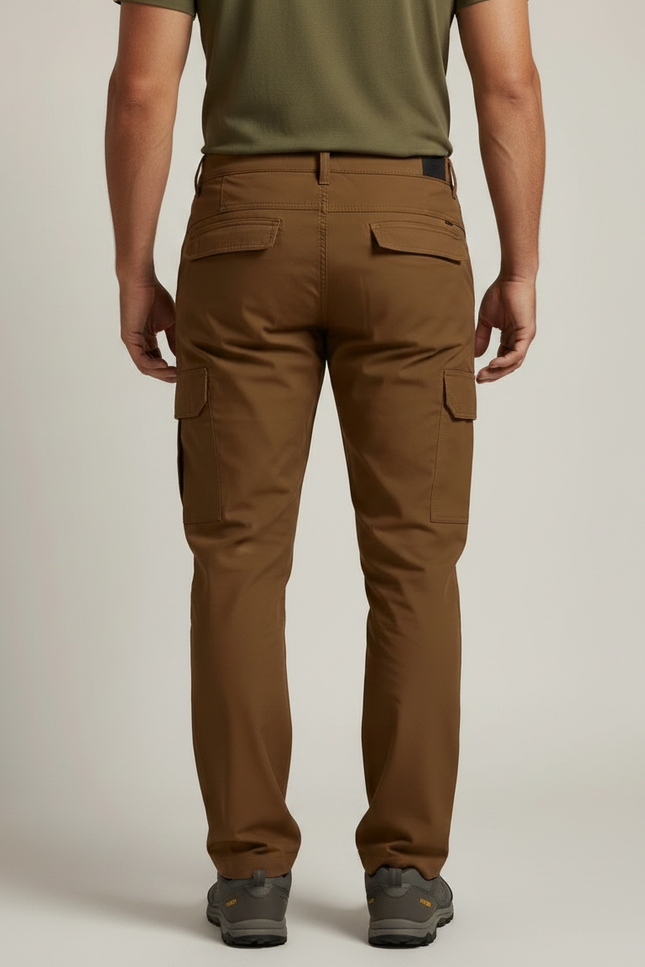Pantalon Randonnée Marron Cargo Multipoches Homme Tactique Stretch - Polyester - vue 2