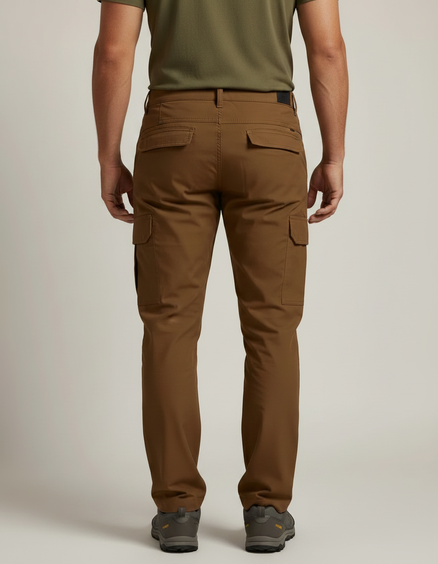 Pantalon Randonnée Marron Cargo Multipoches Homme Tactique Stretch - Polyester - vue 2