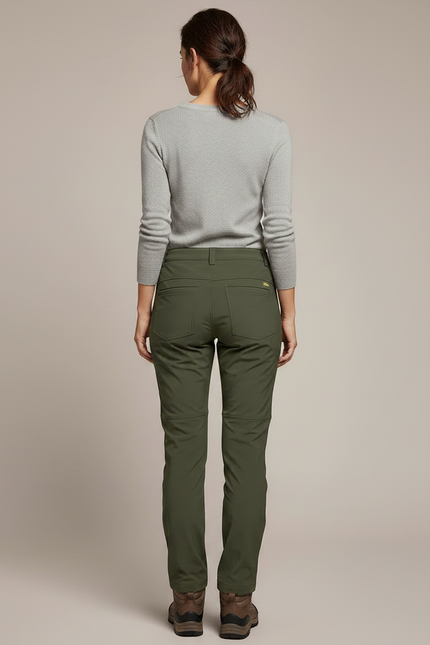 Pantalon Randonnée Vert Militaire Imperméable Femme Doublé Polaire - Kaki Polyester - vue 2