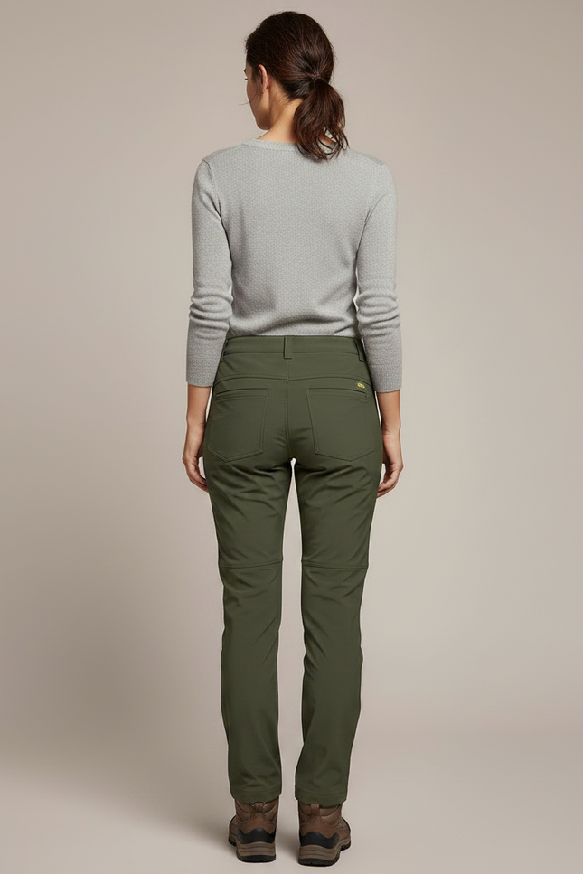 Pantalon Randonnée Vert Militaire Imperméable Femme Doublé Polaire - Kaki Polyester - vue 2