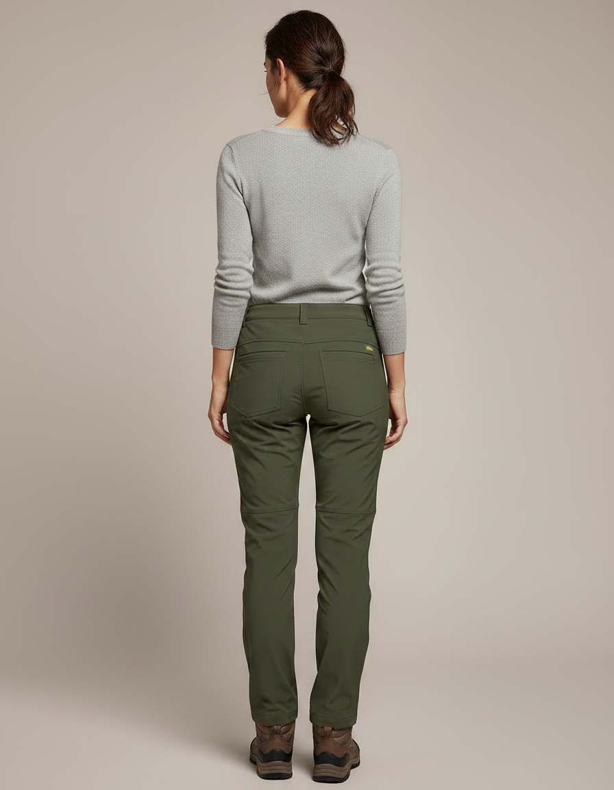 Pantalon Randonnée Vert Militaire Imperméable Femme Doublé Polaire - Kaki Polyester - vue 2