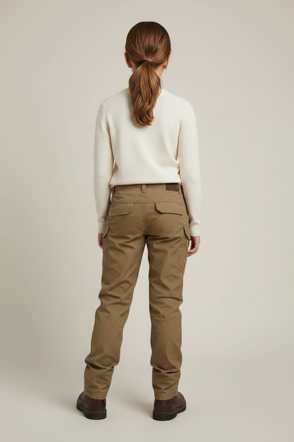 Pantalon Randonnée Kaki Multipoches Enfant Résistant - Toile - vue 2