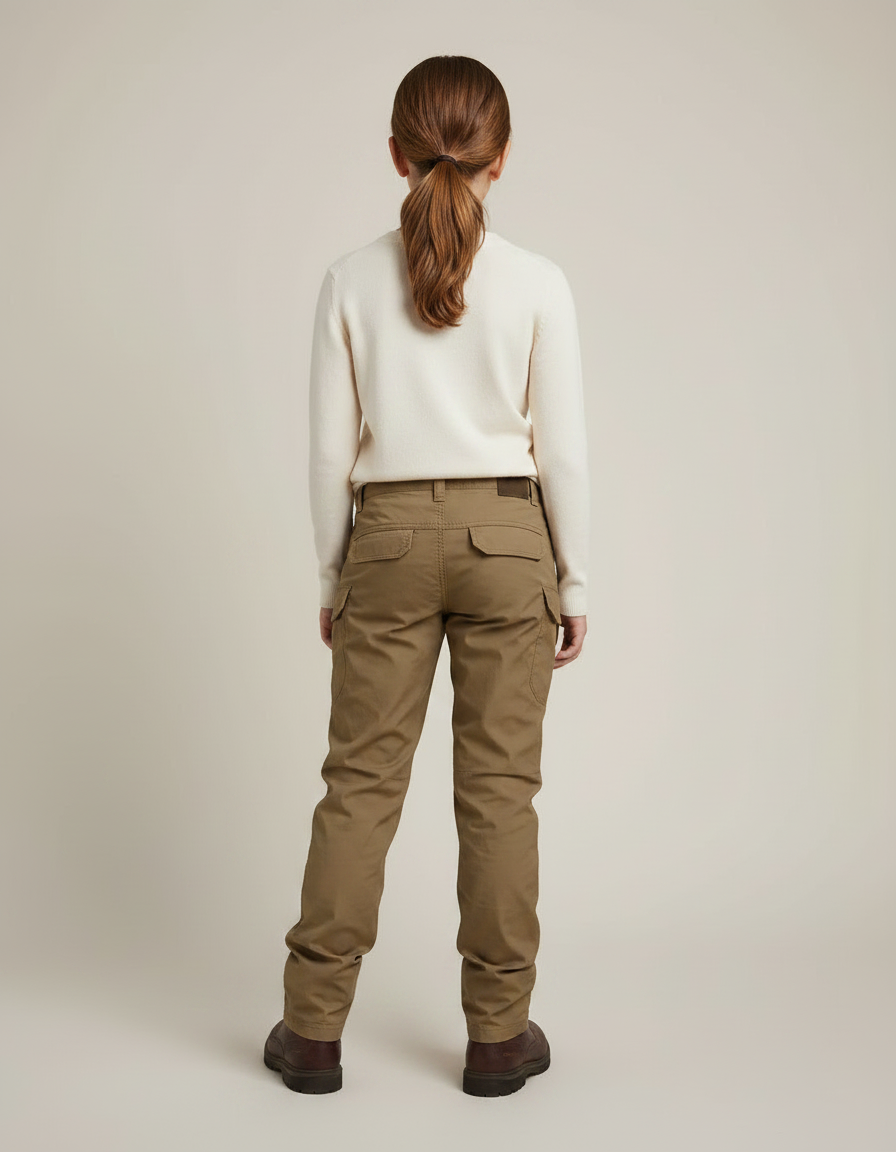 Pantalon Randonnée Kaki Multipoches Enfant Résistant - Toile - vue 2
