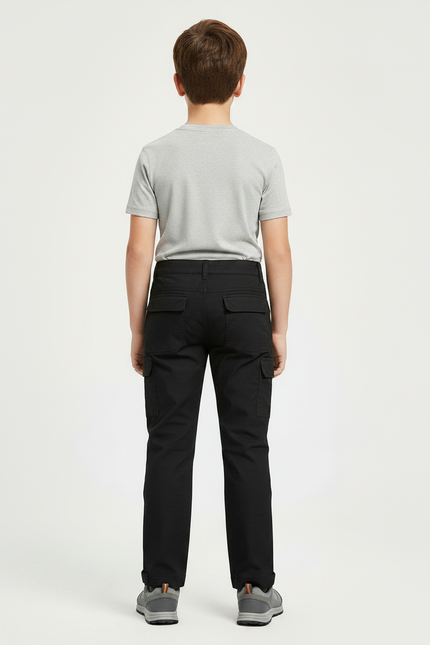 Pantalon Randonnée Noir Cargo Genoux Renforcés Enfant - Toile - vue 2