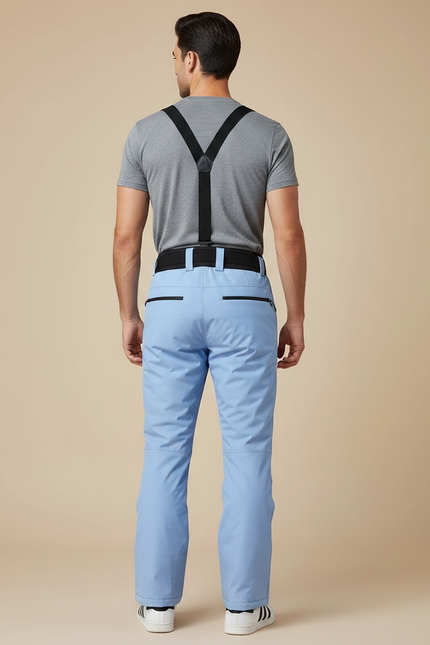 Pantalon Randonnée Bleu Ciel Imperméable Bretelles Homme - Polyester - vue 2
