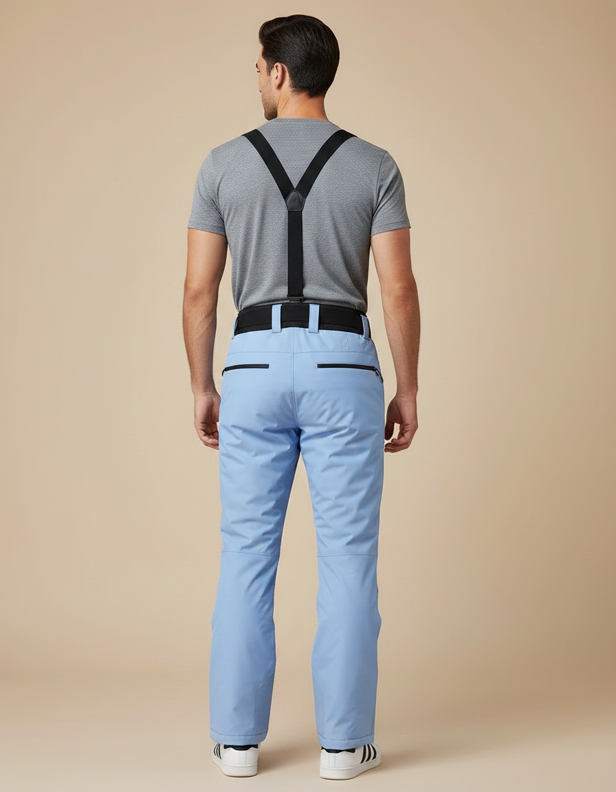 Pantalon Randonnée Bleu Ciel Imperméable Bretelles Homme - Polyester - vue 2