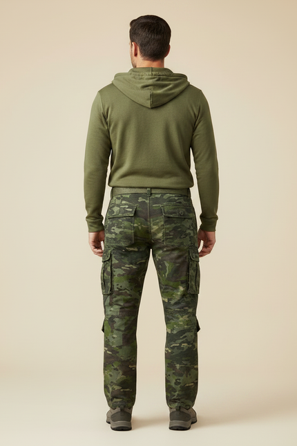 Pantalon Randonnée Camouflage Cargo Multipoches Coton Homme Tactique - Multicolore - vue 2