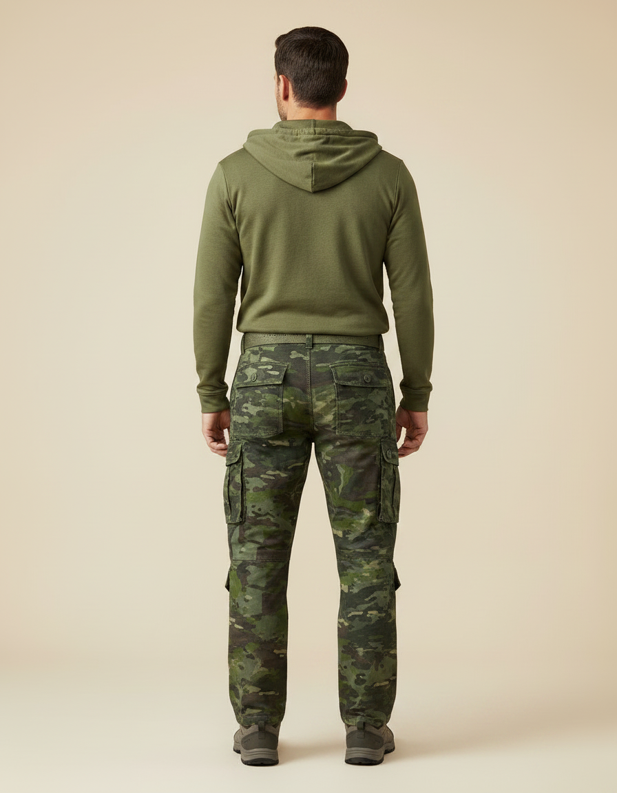 Pantalon Randonnée Camouflage Cargo Multipoches Coton Homme Tactique - Multicolore - vue 2