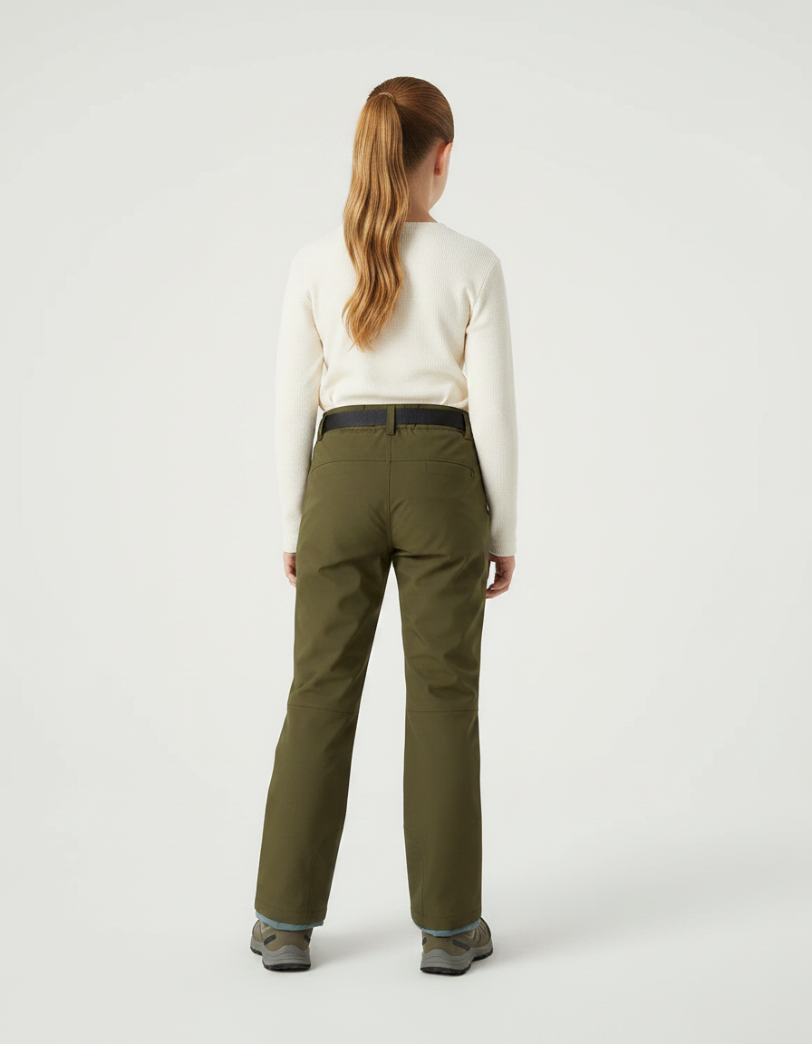 Pantalon Randonnée Kaki Ceinturé Imperméable Enfant Hiver - Polyester - vue 2