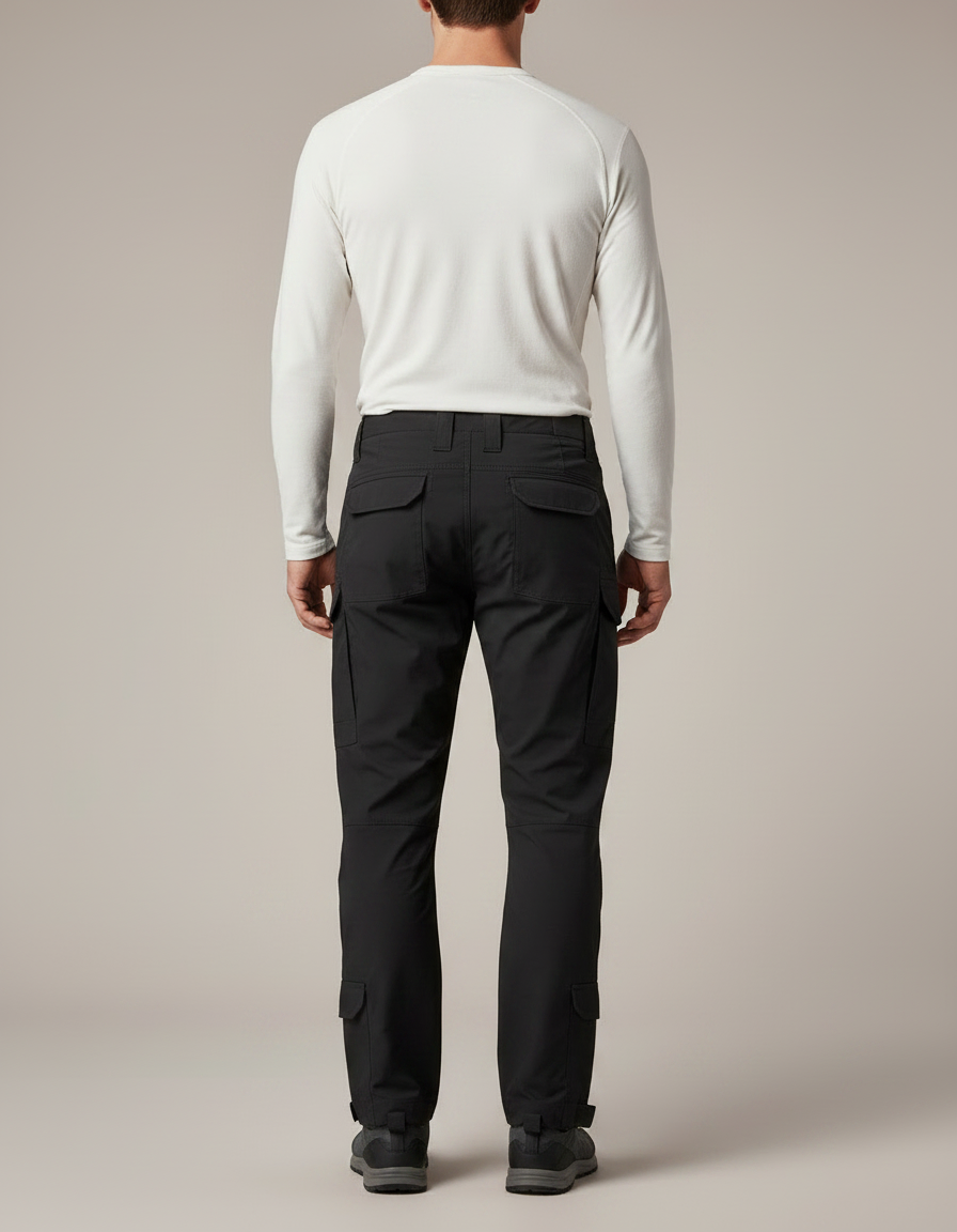 Pantalon Randonnée Noir Cargo Homme Multi-Poches Tactique - Polyester - vue 2