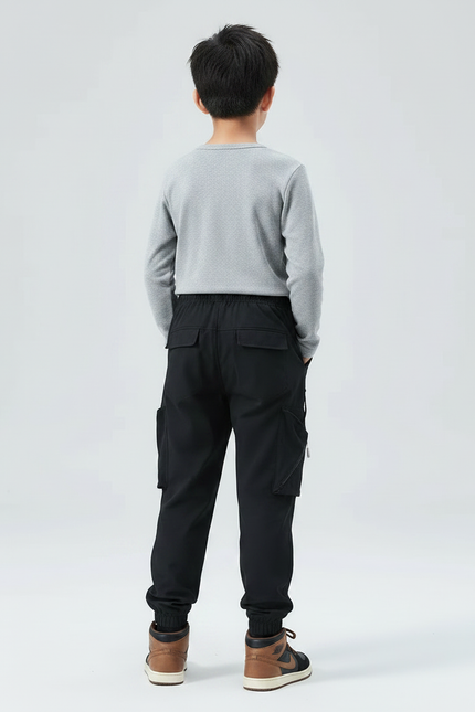 Pantalon Randonnée Noir Cargo Enfant Léger - Polyester - vue 2