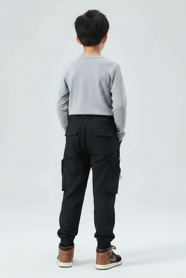 Pantalon Randonnée Noir Cargo Enfant Léger - Polyester - vue 2
