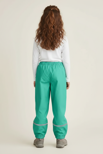 Pantalon Randonnée Enfant Imperméable Vert Réfléchissant Respirant - Polyester - vue 2
