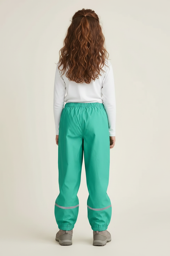 Pantalon Randonnée Enfant Imperméable Vert Réfléchissant Respirant - Polyester - vue 2