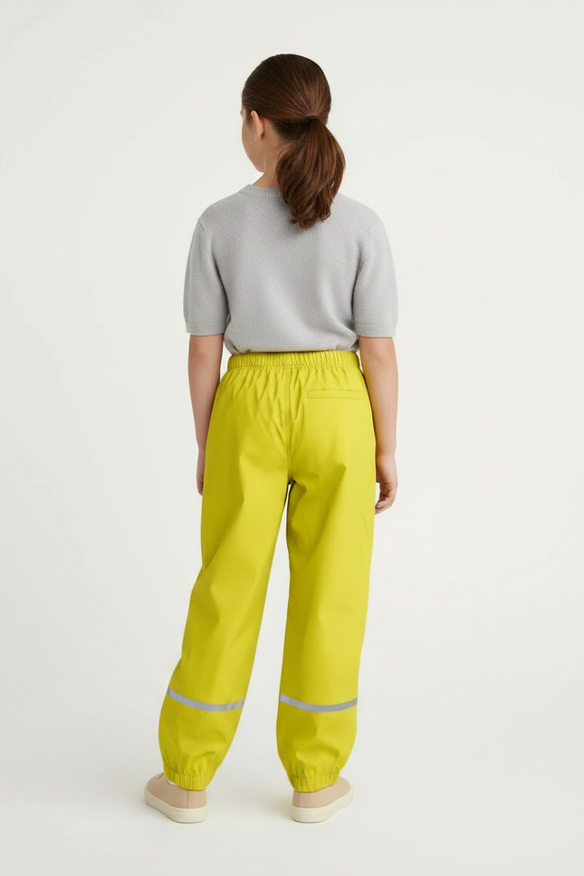 Pantalon Randonnée Jaune Imperméable Réfléchissant Respirant Enfant - Polyester - vue 2