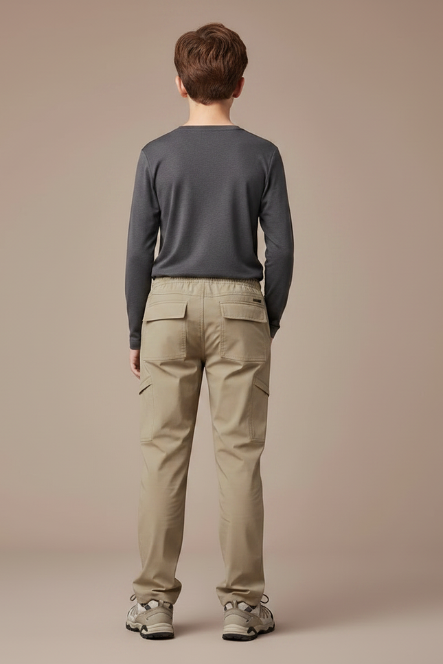 Pantalon Randonnée Beige Enfant Léger Cargo Ajustable - Polyester - vue 2