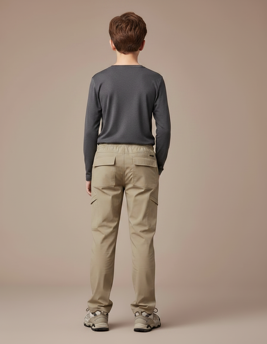 Pantalon Randonnée Beige Enfant Léger Cargo Ajustable - Polyester - vue 2