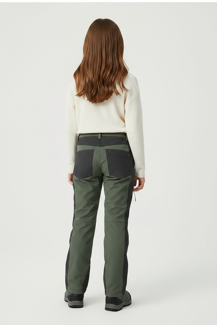 Pantalon Randonnée Vert Kaki Bicolore Imperméable Robuste - Polyester - vue 2