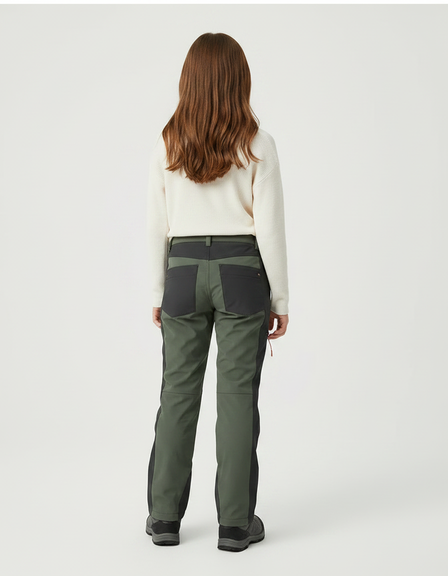 Pantalon Randonnée Vert Kaki Bicolore Imperméable Robuste - Polyester - vue 2