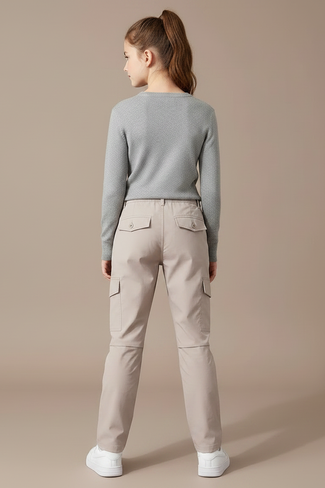 Pantalon Randonnée Beige Cargo Léger Enfant Décontracté - Polyester - vue 2
