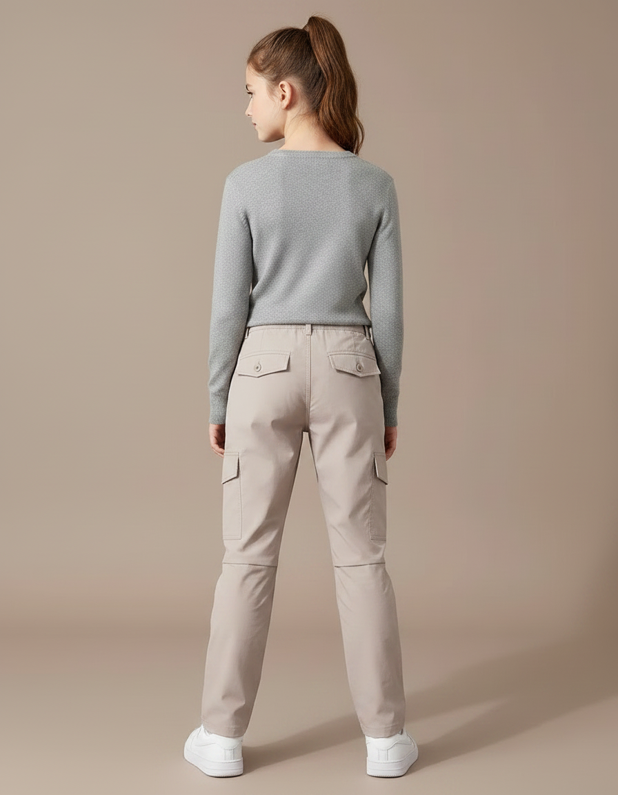 Pantalon Randonnée Beige Cargo Léger Enfant Décontracté - Polyester - vue 2