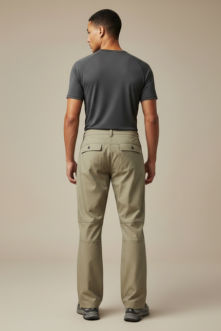 Pantalon Randonnée Kaki Imperméable Respirant Zippé Homme - Polyester - vue 2