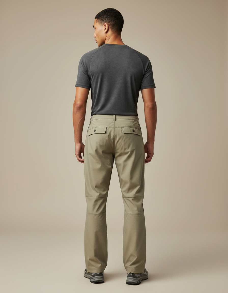 Pantalon Randonnée Kaki Imperméable Respirant Zippé Homme - Polyester - vue 2