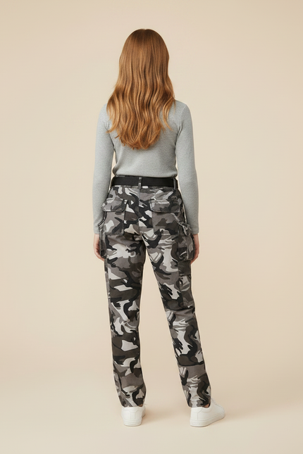 Pantalon Randonnée Camouflage Urbain Multipoches Enfant - Multicolore Toile - vue 2