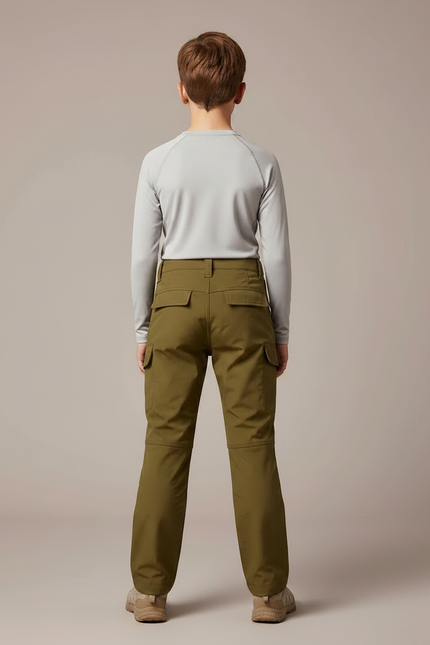 Pantalon Randonnée Enfant Vert Kaki Cargo Sportif - Polyester - vue 2