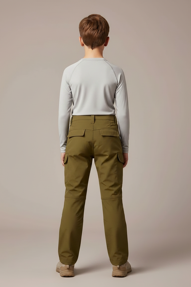Pantalon Randonnée Enfant Vert Kaki Cargo Sportif - Polyester - vue 2